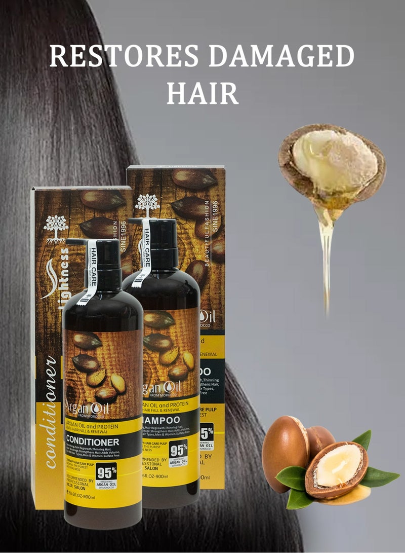 Argan Oil and Protein 2 in 1 Shampoo and Conditioner Set Sulfate Free Anti Hair Fall Renewal