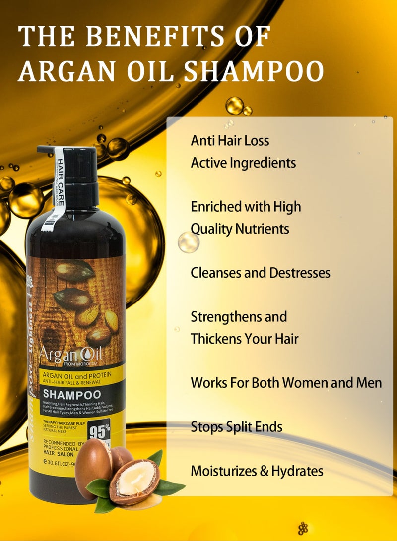 Argan Oil and Protein 2 in 1 Shampoo and Conditioner Set Sulfate Free Anti Hair Fall Renewal
