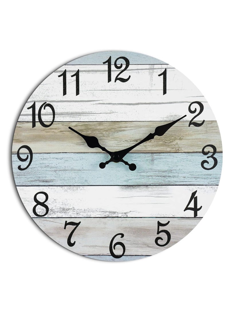 Wall Clock - Silent Non Ticking Wall Clocks Battery Operated, Rustic Coastal Country Clock Decorative for Bathroom Kitchen Bedroom Living Room(10 Inch)
