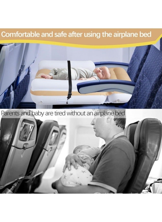 Inflatable Airplane Bed for Toddler Toddler Bed with Sides Pump Belt, Kids Air Mattress Fits Most Airplane Seats (Cream)