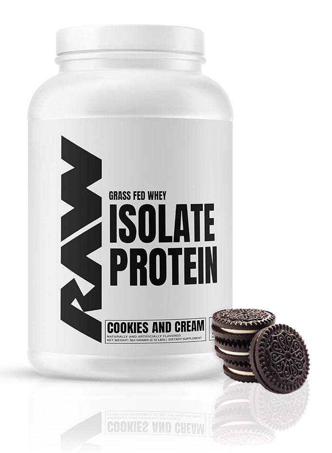 RAW Isolate Protein - Grass Fed Isolate, Zero Fat - Cookies And Cream, 900 gr, 1.98 Lbs, 25 Servings