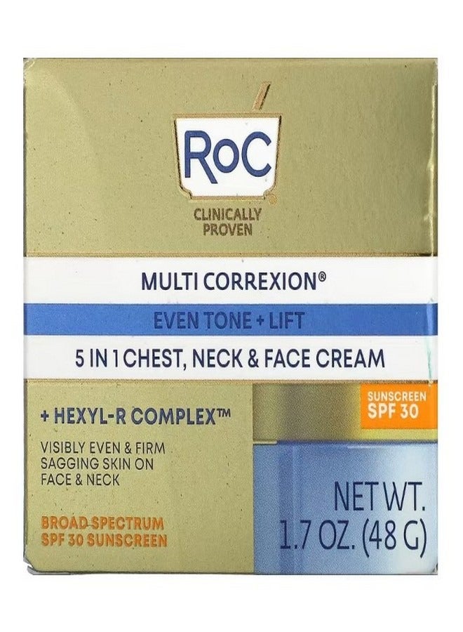 Multi Correxion Even Tone  Lift 5 In 1 Chest Neck and Face Cream SPF 30 1.7 oz 48 g