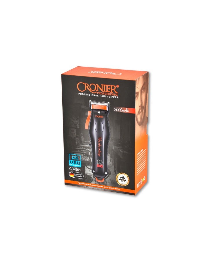 Cronier Professional-Hair Clipper for hair and body/stainless steel blade/ Cordless/Cr-901/Black