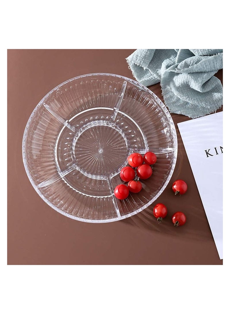 12.6-Inch Six Sectional Snack Serving Tray Set, Acrylic Candy and Nut Serving Container with Lid, Fruit Platter, for Appetizers Cheese ers Meat