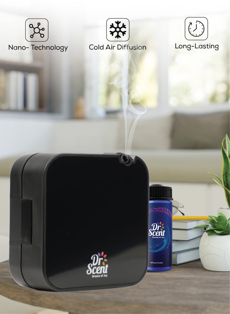 Essential Oil Diffuser – Mini: Miniature Aromatherapy Wonder with 30-100 Sqm Coverage, Exquisite Design, and Mobile App Integration for Enhanced Fragrance Experience (FULLY BLACK)