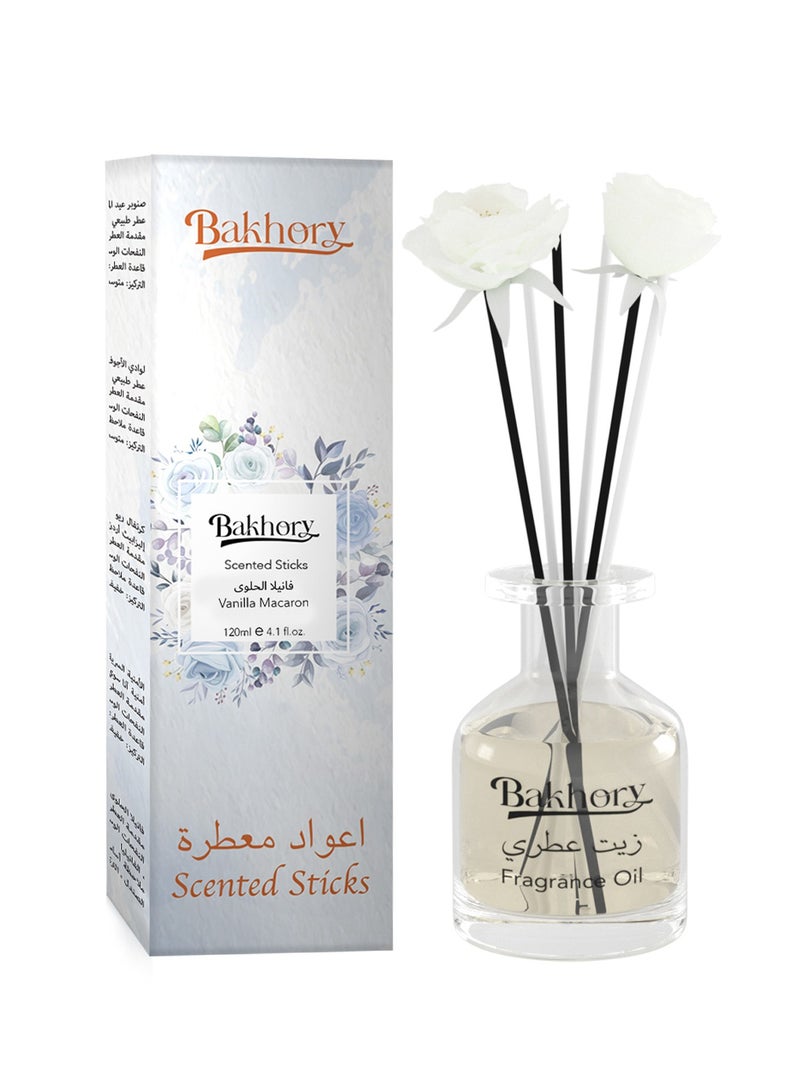 Air Freshner Vanilla Macaron Reed Diffuser Set, Long Lasting Aromatherapy Sticks, 120ml 4.1 Fl. Oz