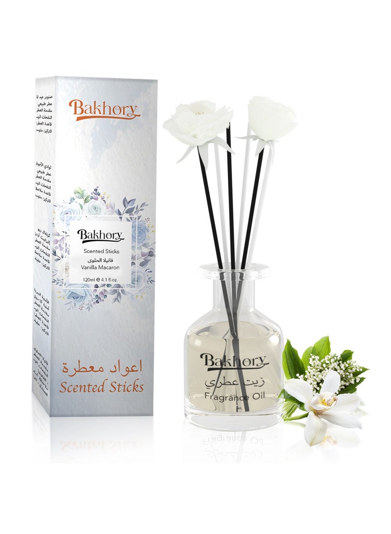 Air Freshner Vanilla Macaron Reed Diffuser Set, Long Lasting Aromatherapy Sticks, 120ml 4.1 Fl. Oz