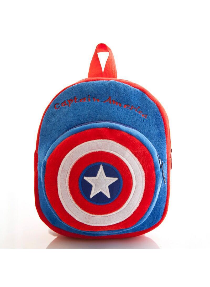 Kids Captain America Embroidered Backpack Cartoon Plush Kindergarten Backpack