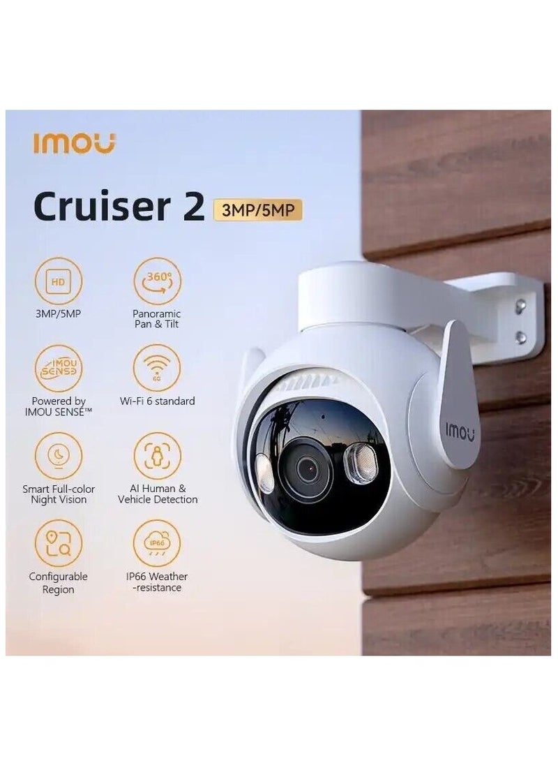 Imou Cruiser 2 5MP wifi outdoor Camera,Night Vision, Two Way Audio, AI Human Detection, IP66, Smart Full Color Night Vision, Outdoor wifi Security Camera