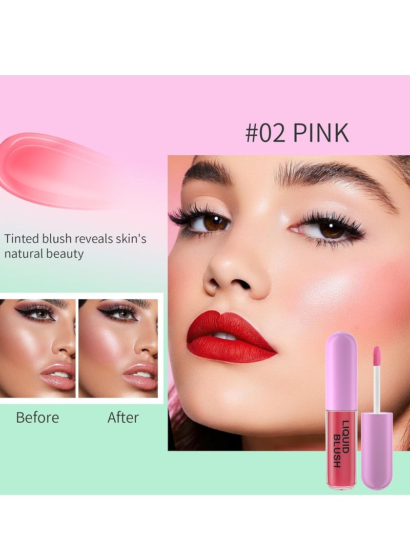 2Pcs Liquid Blush, 2-in-1 Makeup Face Blush, Color-Changing Blush for Cheeks and Lips Make Up, Weightless Cream Formula, Smudge Proof Long-Wearing Pigmented Blush, Natural Look Makeup Face Blushes