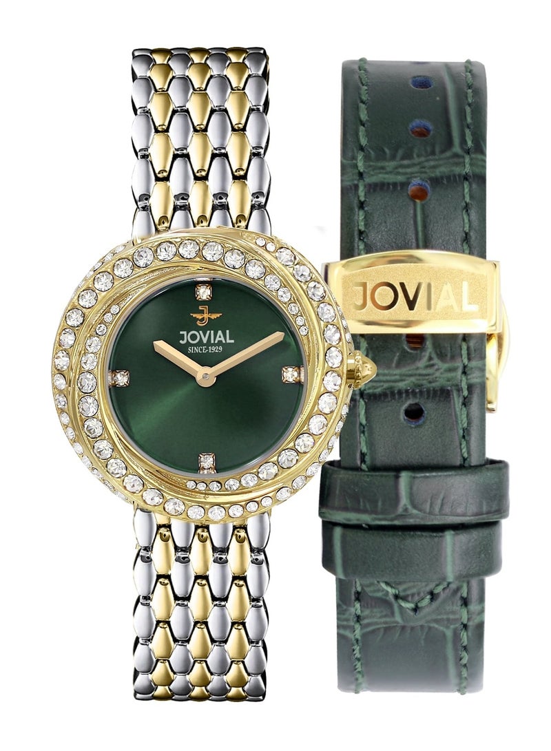 JOVIAL 1662 LTMQ09ZE Women's Fashion Stainless Steel watch, 35mm, Green