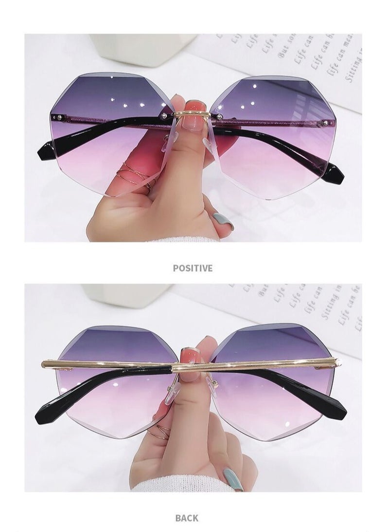 New Metal Rimless Trend Cutting Edge Polygonal Women's Sunglasses