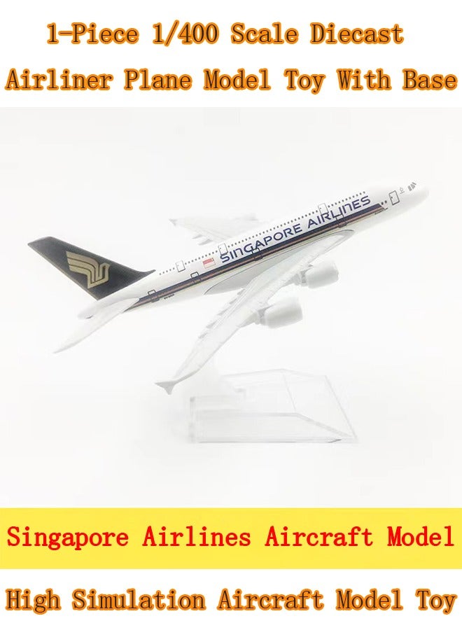 1-Piece 1/400 Scale Diecast Airliner Plane Model Toy With Base,High Simulation Aircraft Model Toy,Kids Education Toy Gift
