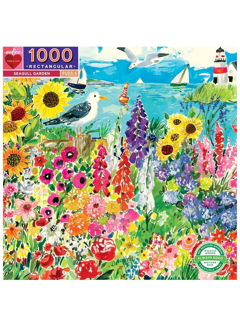 eeBoo: Piece and Love Seagull Garden 1000-piece rectangular adult Jigsaw Puzzle, High Quality Jigsaw Puzzle for Adults and Families, Includes Glossy, Sturdy Pieces and Minimal Puzzle Dust