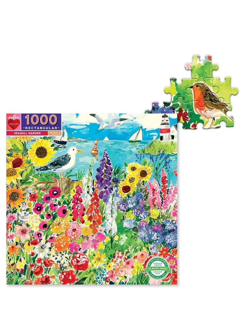 eeBoo: Piece and Love Seagull Garden 1000-piece rectangular adult Jigsaw Puzzle, High Quality Jigsaw Puzzle for Adults and Families, Includes Glossy, Sturdy Pieces and Minimal Puzzle Dust