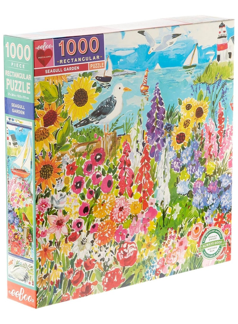 eeBoo: Piece and Love Seagull Garden 1000-piece rectangular adult Jigsaw Puzzle, High Quality Jigsaw Puzzle for Adults and Families, Includes Glossy, Sturdy Pieces and Minimal Puzzle Dust