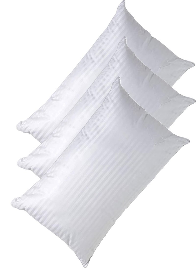 3 Pack Cotton Bed Pillow Stripe Design 50x70cm Made in Uae