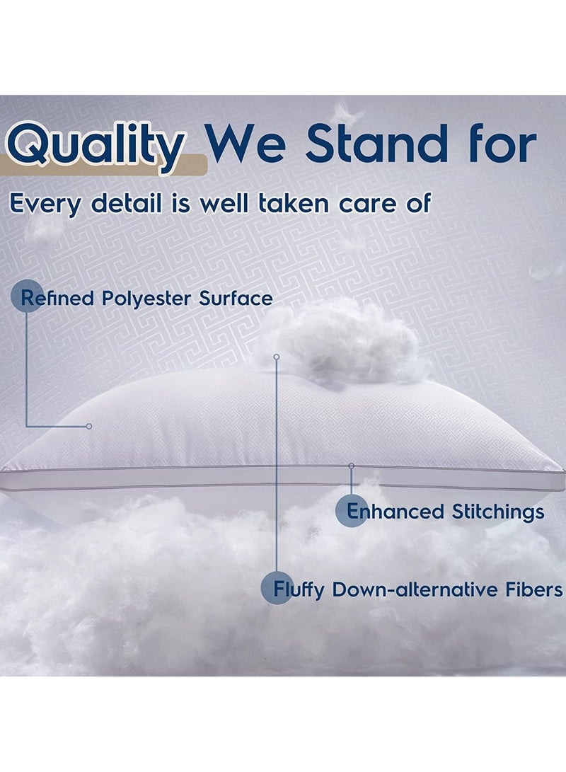 Set of 2 Premium Hotel-Quality Pillows, Crafted with Firm and Supportive Gusseted Design, Ideal for Side and Back Sleepers, Enjoy Cooling Down Alternative Fill for Luxuriously Fluffy Softness, 50x70cm