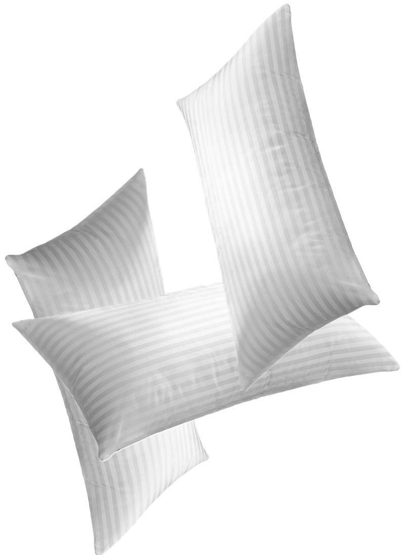 3 Piece -Cotton Bed Pillow - Stripe Hotel Pillow - 50x70cm Made in Uae