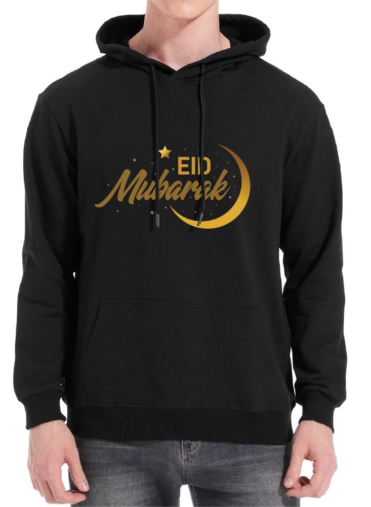 Eid Mubarak Hoodie for Both Men and Women - Soft Cotton Pullover - Long Sleeve with Drawstring and Kangaroo Pockets - Perfect for Travel - Celebrate Eid in Style