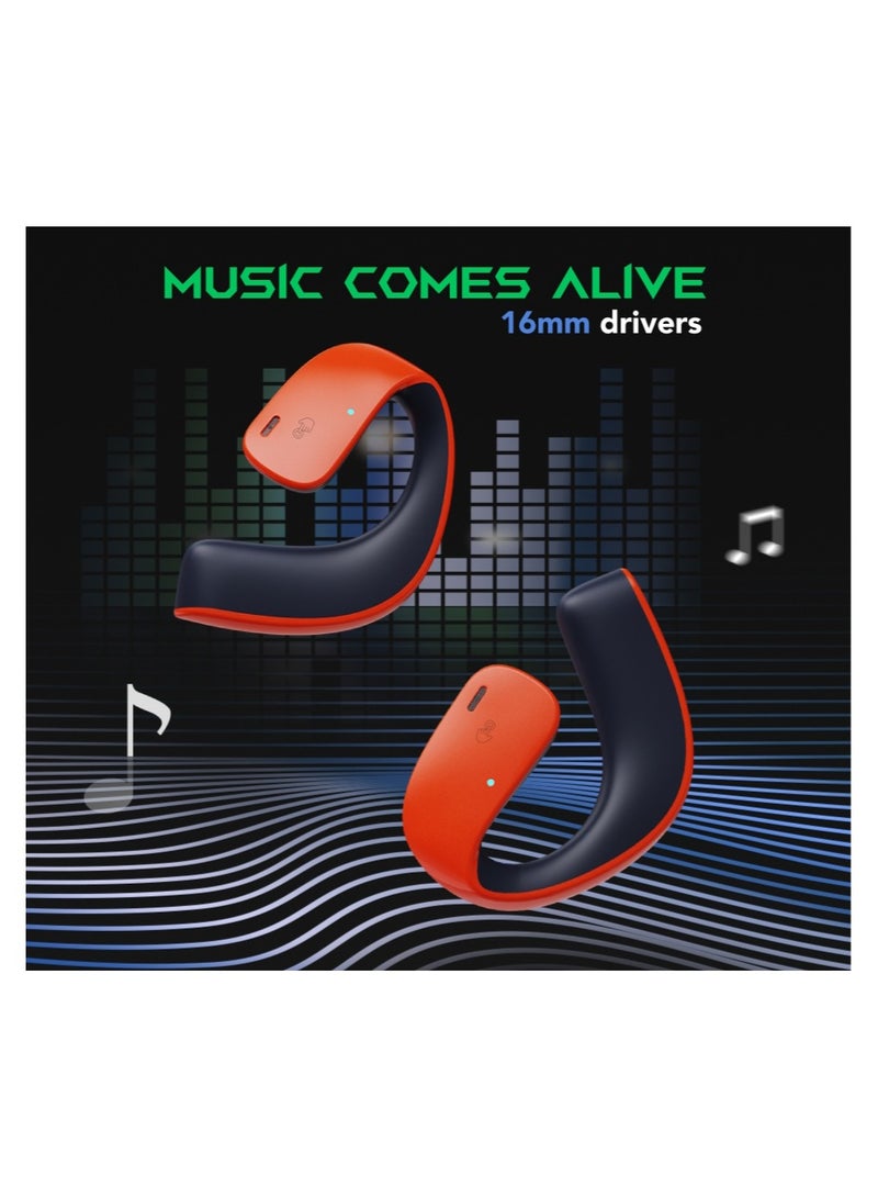 Comfortable Immersive Earphone With Open Ear Wireless Design, 35H Long Battery Life,5.3 Bluetooth Connectivity and IPX67 Water Resistance T20 - Black