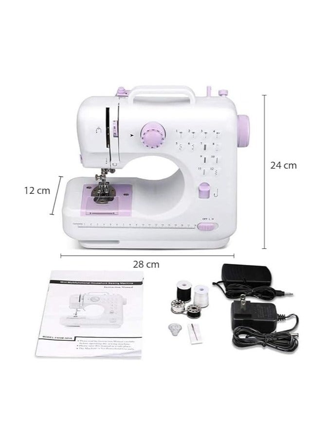 Mini Sewing Machine Portable Sewing Machine, 12 Built-in Stitches Small Sewing Machine Double Threads and Two Speed Multi-function Mending Machine with Foot Pedal for Kids, Women