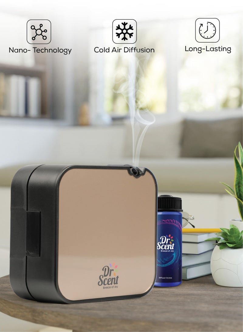 Essential Oil Diffuser – Mini: Miniature Aromatherapy Wonder with 30-100 Sqm Coverage, Exquisite Design, and Mobile App Integration for Enhanced Fragrance Experience (Gold)