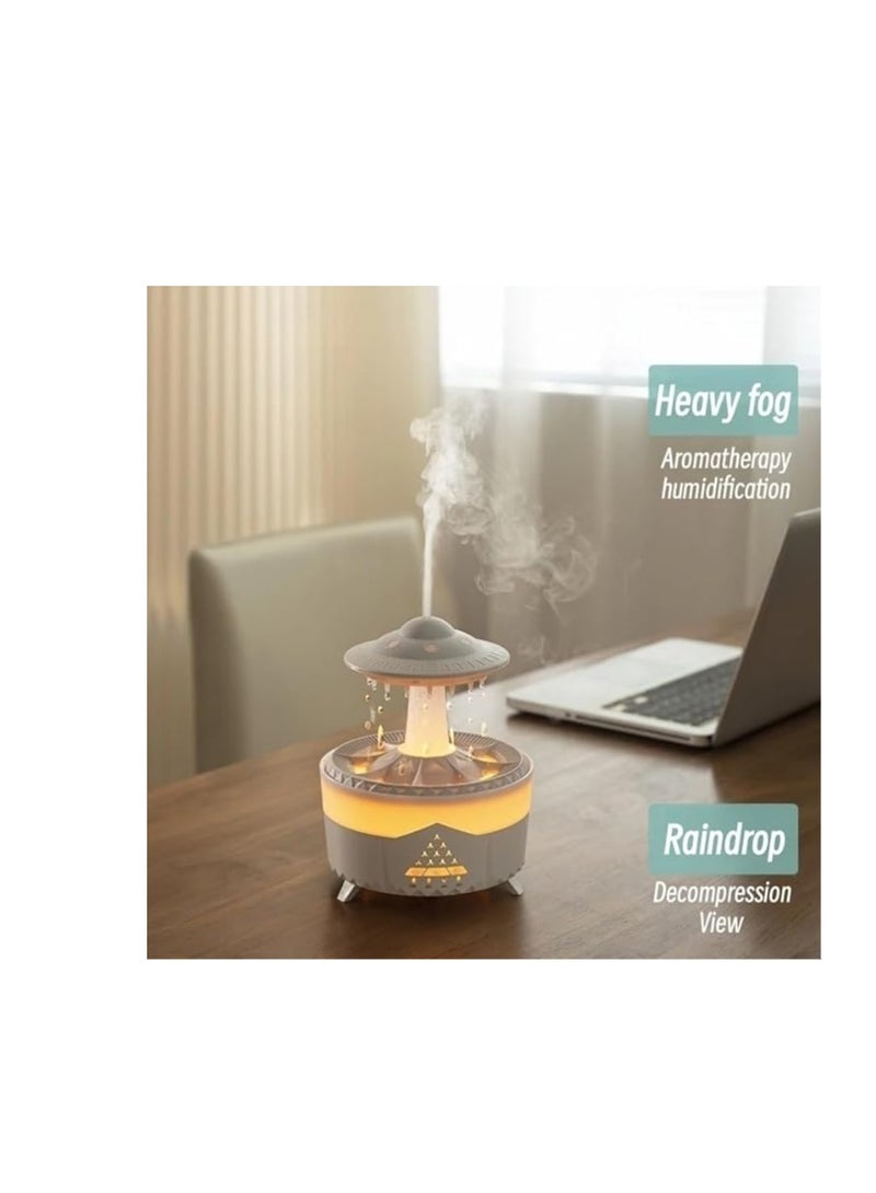 UFO Water Drop Aromatherapy Humidifier Desktop Remote Control Diffuser,Rain Cloud Humidifier Water Drip, Raindrop Aromatherapy Machine With colorful LED.