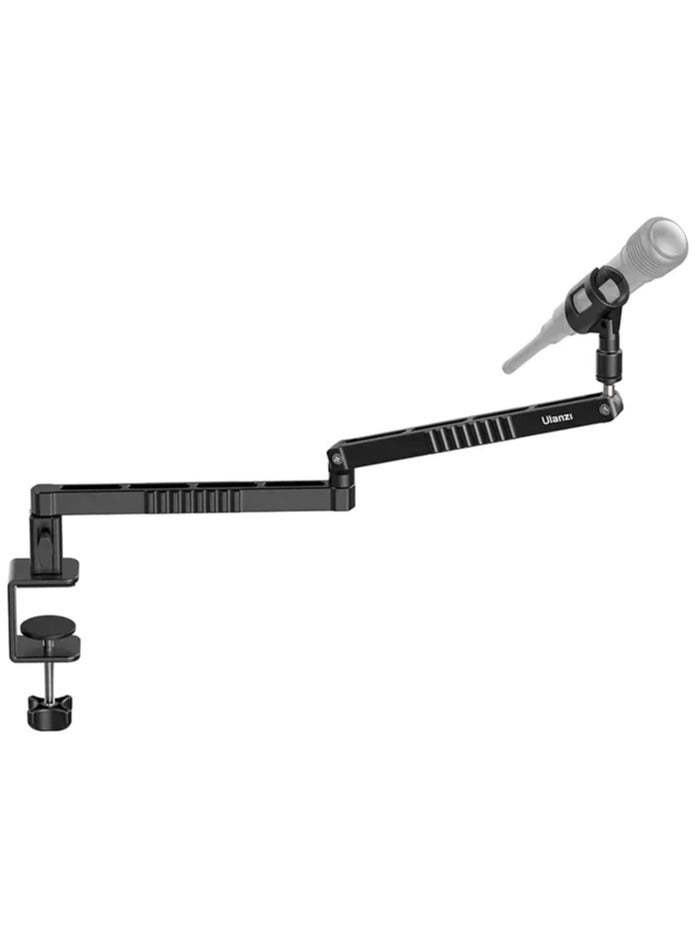 ULANZI LS26 Low Profile Microphone Boom Arm – Aluminum Desk-Mount Mic Stand with Hidden Cable Management, 1/4