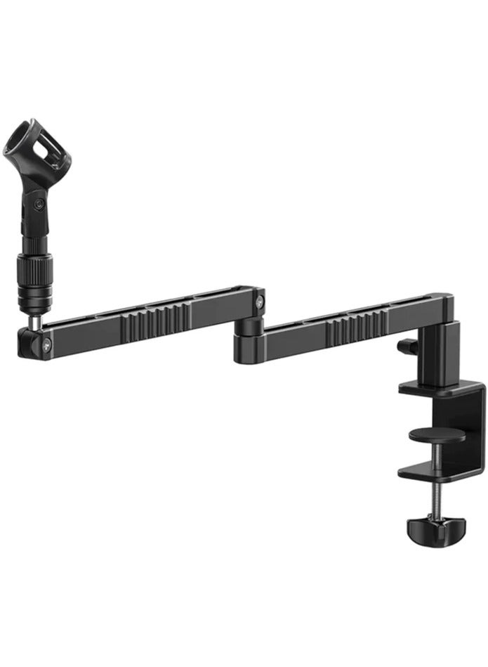 ULANZI LS26 Low Profile Microphone Boom Arm – Aluminum Desk-Mount Mic Stand with Hidden Cable Management, 1/4