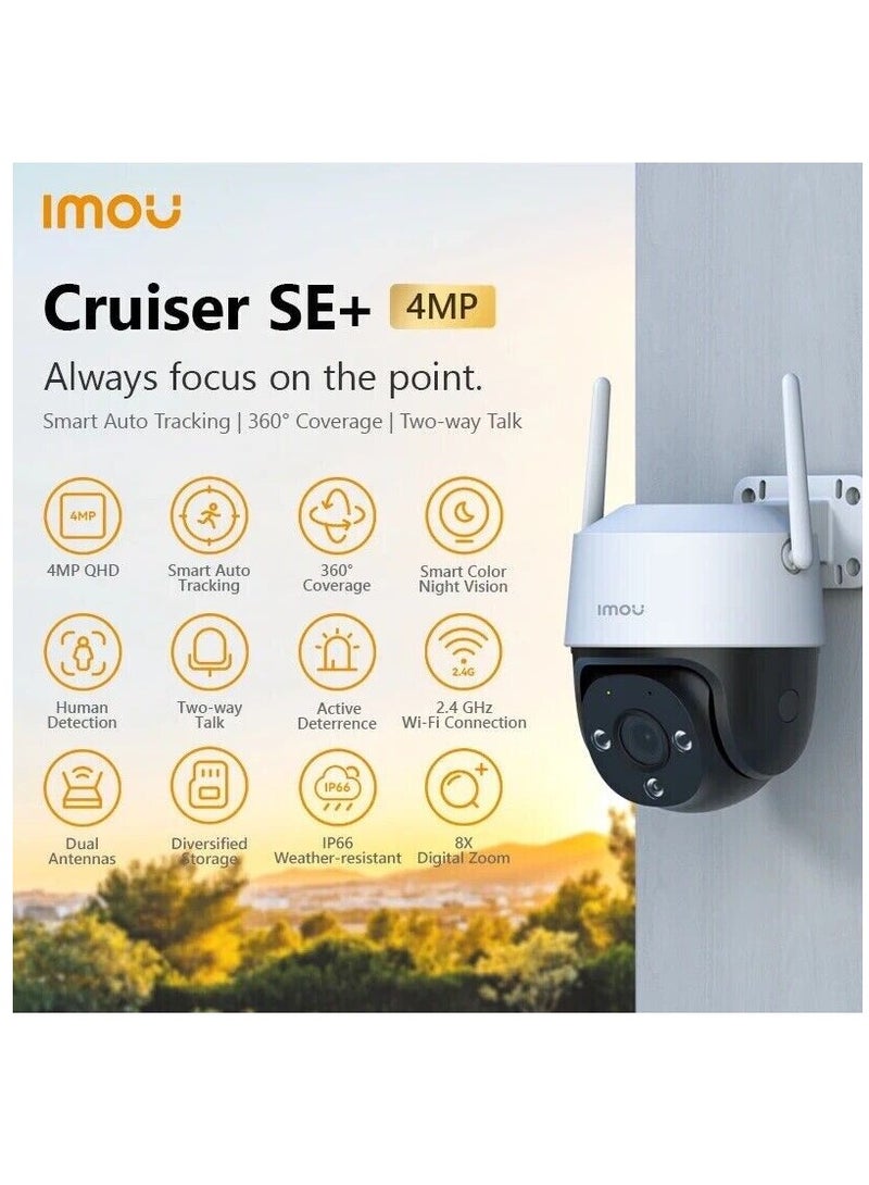 Imou Cruiser SE+ 4MP QHD Outdoor Wi-Fi Camera IP66 Two-way Talk 8X Digital Zoom Full Color Night Vision AI Human Detection