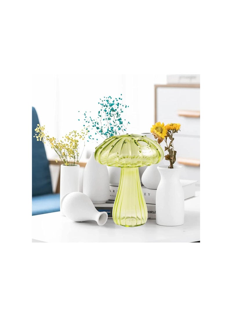 4 PCS Hydroponics Plants Vases, Delicate Mushroom Glass Bud Vases, Mushroom Shaped Vase Terrarium Propagation Station Tabletop Ornaments