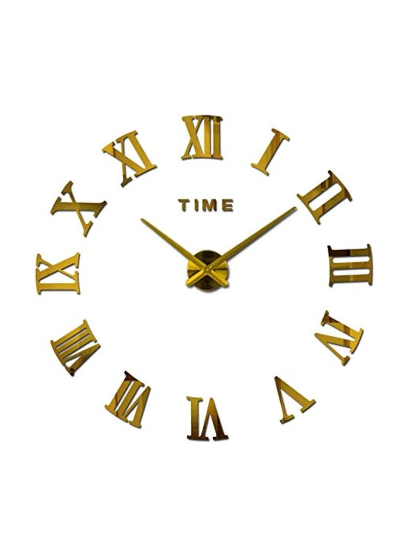 Large Diy Quartz 3d Wall Clock Acrylic Sticker Roman Number Wall Clock - Gold
