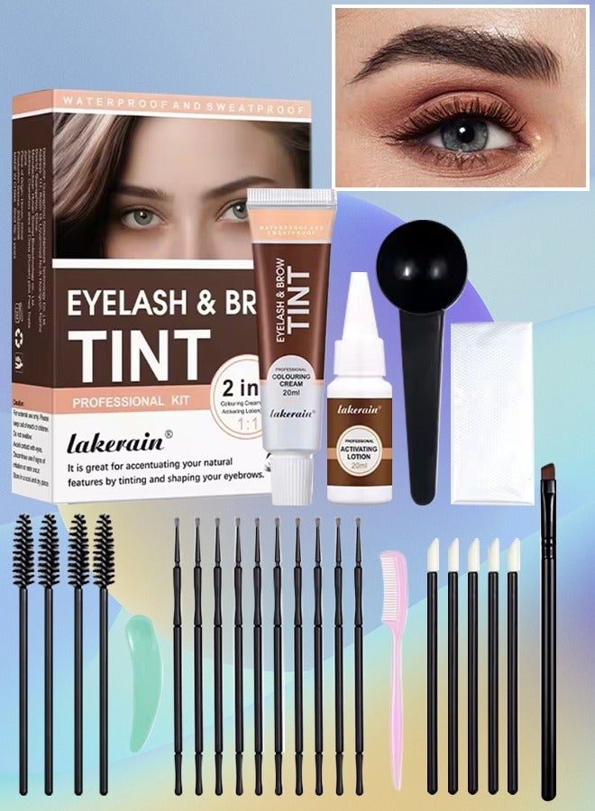 Eyelash and Brow Tint Dye Color Black Kit 2 in 1 Brow and Lash Tint Professional Kit with Coloring Cream and Activating Lotion Eyebrow Tint Dye Kit Eyebrow Lash Color Kit 03