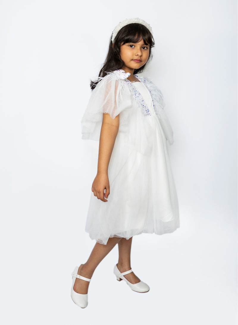 Dragonfly dress with sequins Pure white