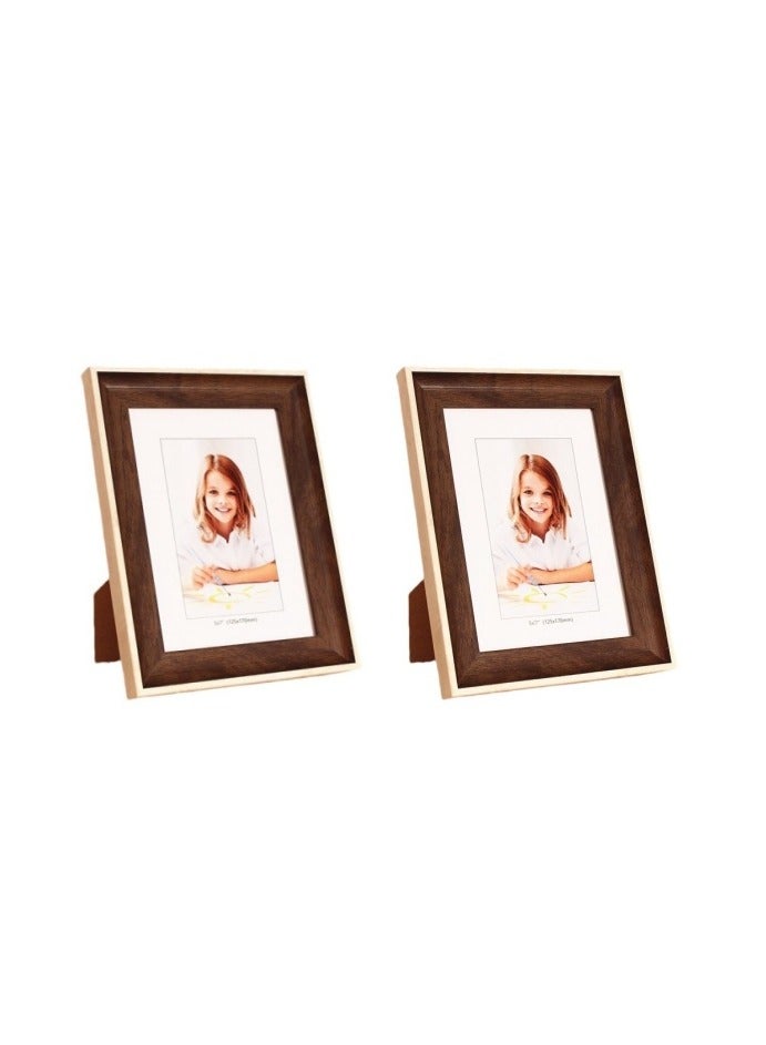 Pack of 2, A4 Photo Frame, Minimalist Rectangular Photo Picture Frame, 21x30centimeter, Walnut Color+ White Wood Grain