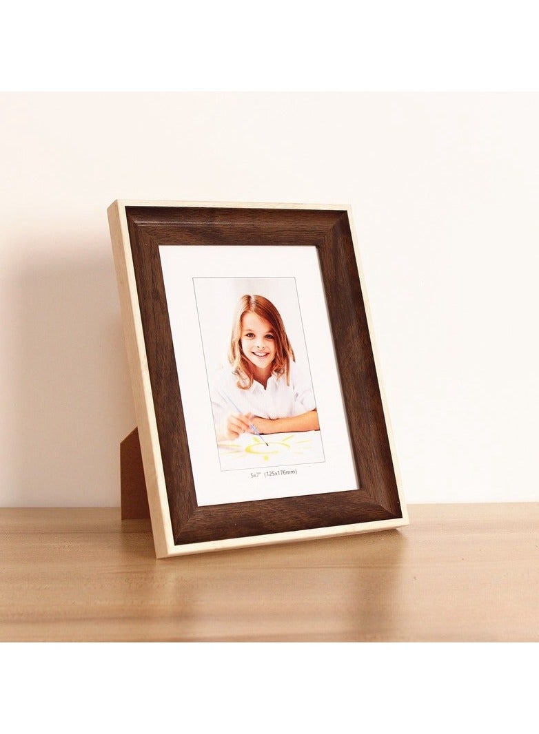 Pack of 2, A4 Photo Frame, Minimalist Rectangular Photo Picture Frame, 21x30centimeter, Walnut Color+ White Wood Grain