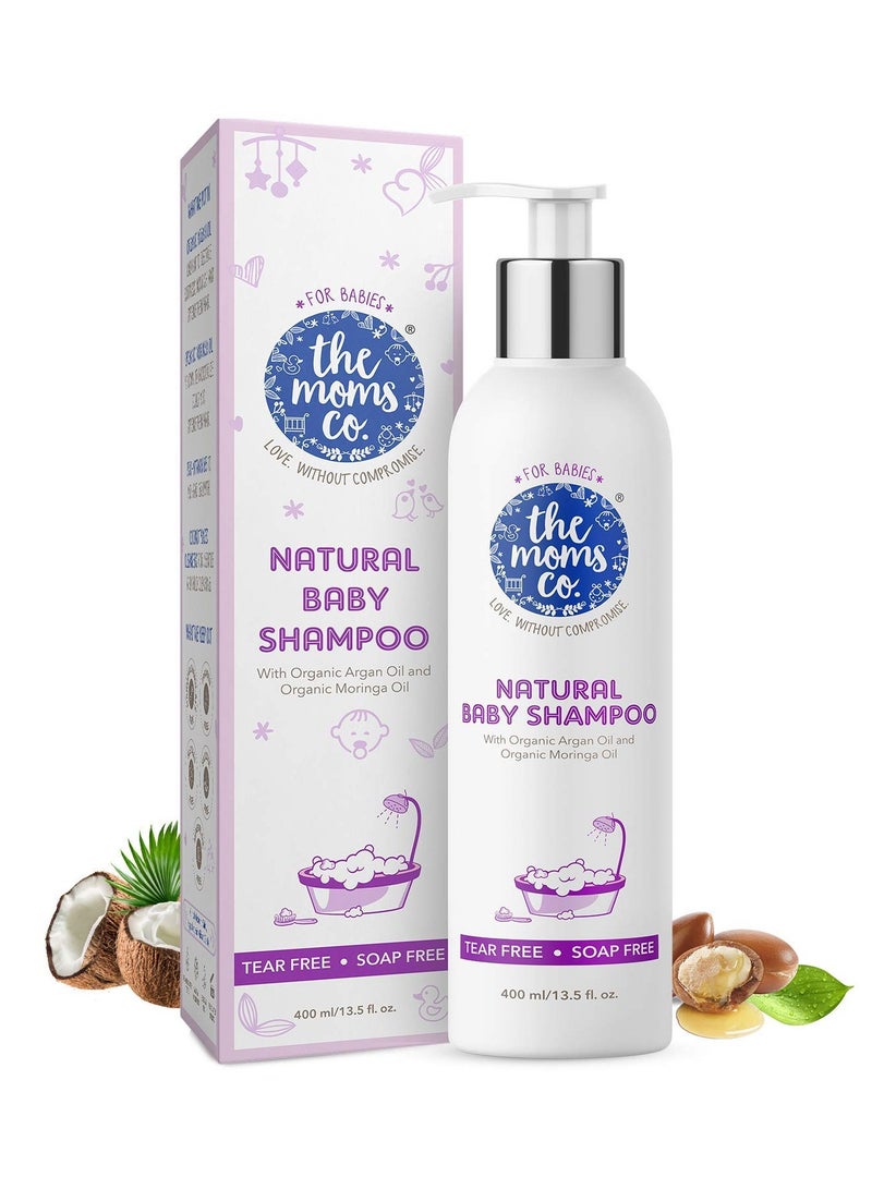 The Moms Co. Tear-Free Natural Baby Shampoo| Australia-Certified Toxin-Free Cleans and Conditions Hair With Organic Argan Oil Moringa Oil and Coconut-based Cleansers- 400ml