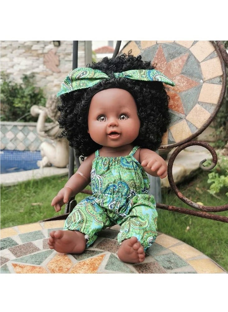 Black Baby Dolls for Toddler Girls African American Black Dolls Fashion Newborn Baby Dolls-Perfect Kids Toy Gifts for Birthday (Green Dress)