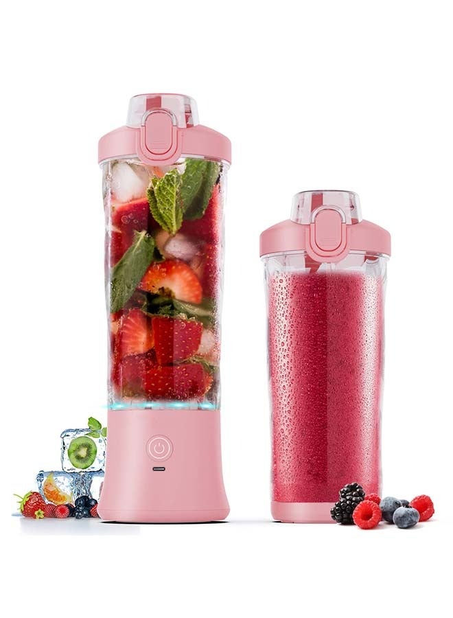 Portable Blender,270 Watt for Shakes and Smoothies Waterproof Blender USB Rechargeable with 20 oz BPA Free Blender Cups with Travel Lid. (Pink)