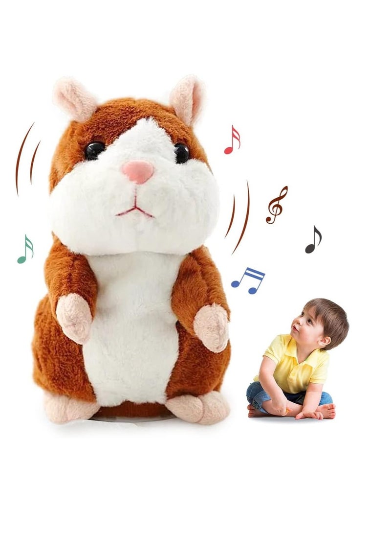 Talking Hamster for Kids, Repeats What You Say and Walking Toy, Interactive Plush Animal Toy, Read Hamster Electric Plush Toy, Gifts for Boys Girls