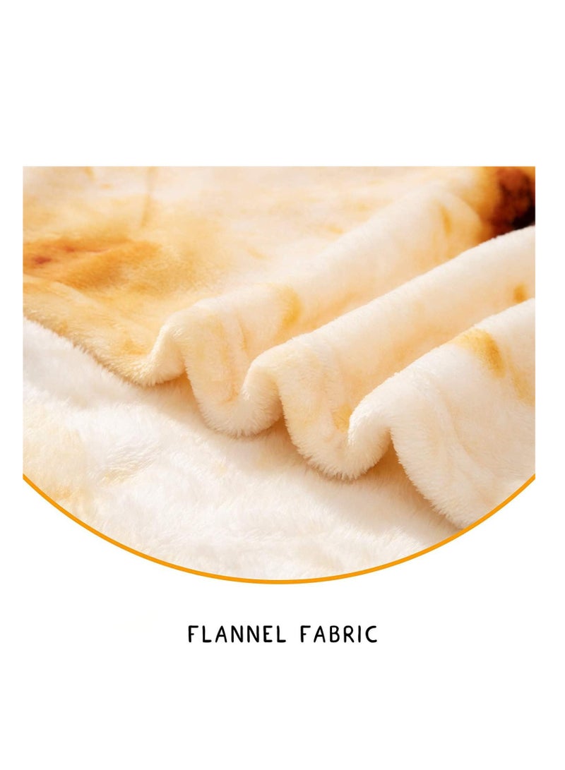 Burritos Tortilla Blanket, Funny Realistic Food Throw Blankets, Novelty Soft and Comfortable Flannel Tortilla Taco Blanket, Round Shape, for Adult and Kids Use (180x180cm, Beige)
