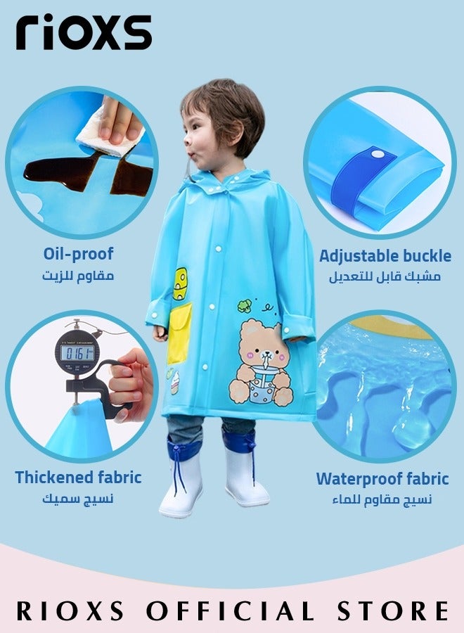 Kids Boys Girls Toddler Raincoat With School Bag Cover Long Cartoon Rainwear Rain Ponchos With Hoods Rain Jacket Cape Reusable For Outdoor Climbing Cycling Hiking Camping