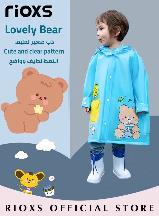 Kids Boys Girls Toddler Raincoat With School Bag Cover Long Cartoon Rainwear Rain Ponchos With Hoods Rain Jacket Cape Reusable For Outdoor Climbing Cycling Hiking Camping