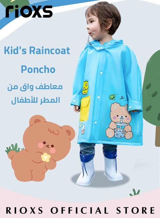 Kids Boys Girls Toddler Raincoat With School Bag Cover Long Cartoon Rainwear Rain Ponchos With Hoods Rain Jacket Cape Reusable For Outdoor Climbing Cycling Hiking Camping