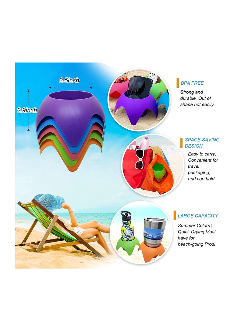 Beach Gear Beach Cup Holders Beach Supplies Beach Trip MustHaves for Women Adults Family FriendsMulticolor 5 Pack