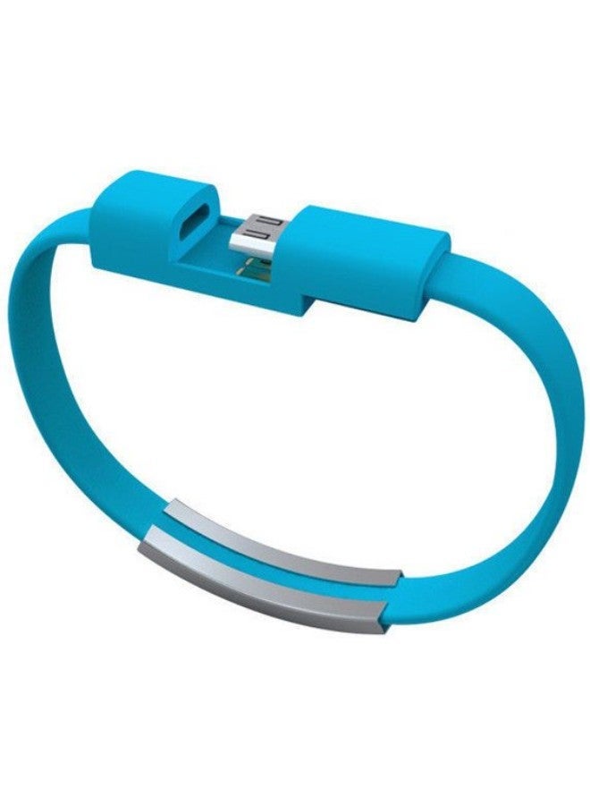 Bracelet USB Charger Data Sync Cable Blue/Silver