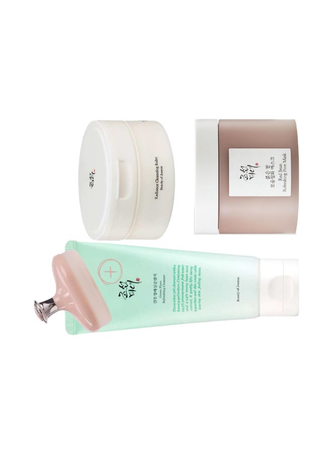 Daily Cleansing Trio For Fresh Skin Cleansing Balm Green Plum Cleansing Foam Red Bean Pore Mask 340ml