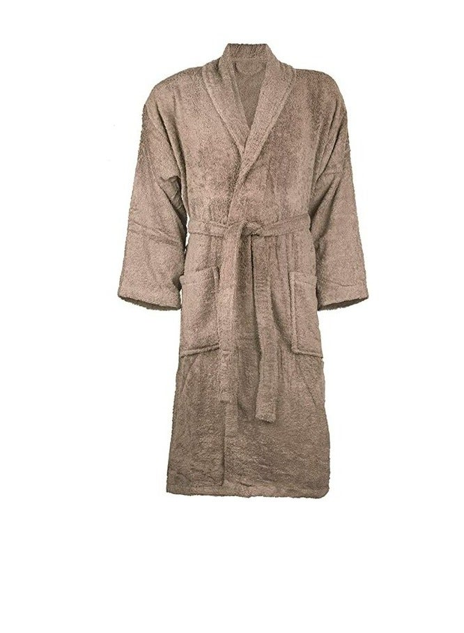 Lushh Shawl Bathrobe for Women and Men Terry Bathrobe - Spa Hotel Bath Robe -Highly Absorbent, Lightweight with Pockets – Unisex , Dark Beige (L/XL)