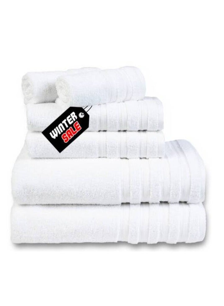Safi Plus Luxury Hotel Quality 100% Turkish Genuine Cotton Towel Set, 2 Bath Towels 2 Hand Towels 2 Washcloths Super Soft Absorbent Towels for Bathroom & Kitchen Shower - Bright White